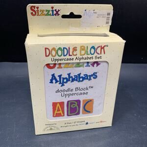 Vintage Sizzix 2004 Uppercase Alphabet Doodle Block Die Set 38-0982 Alphabars